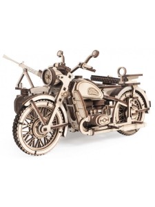 Деревянный конструктор Мотоцикл с коляской УРАН Сборная модель Lemmo 0159