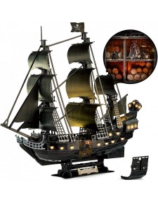 3д пазлы Корабль Месть королевы Анны с LED-подсветкой Пазл 3D CubicFun L522h