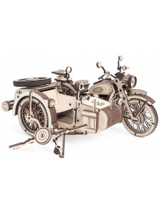 Деревянный конструктор Мотоцикл с коляской УРАН Сборная модель Lemmo 0159